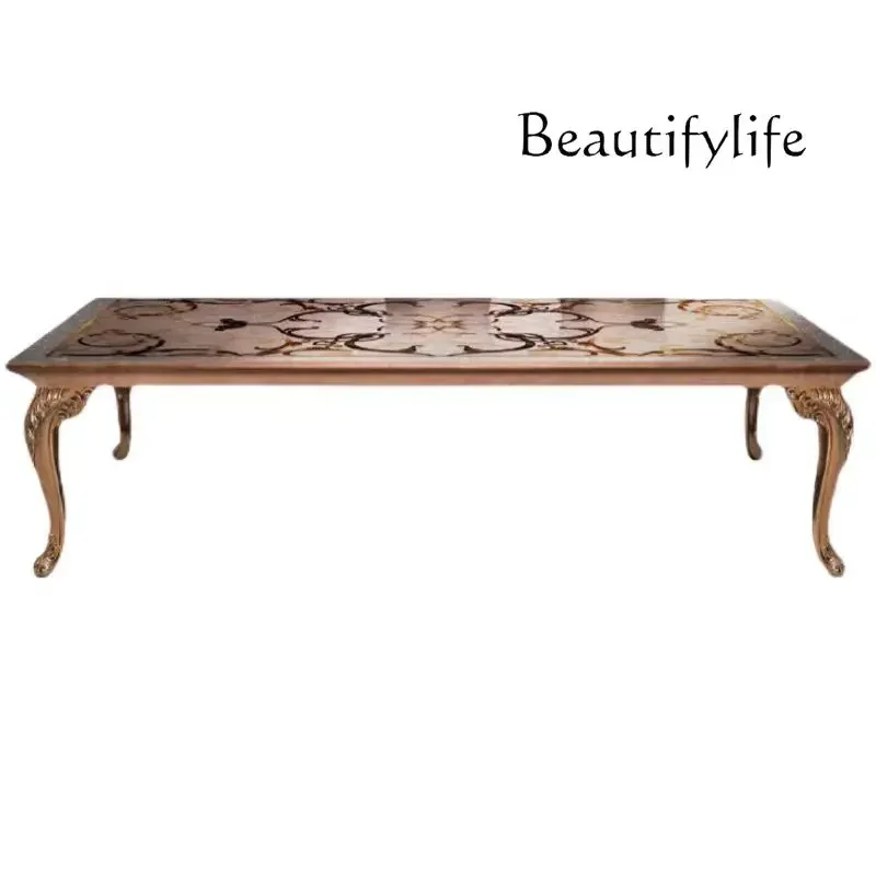 

French Furniture Dining Table Shell Parquet Dining Table European Solid Wood Dining Table Chair X