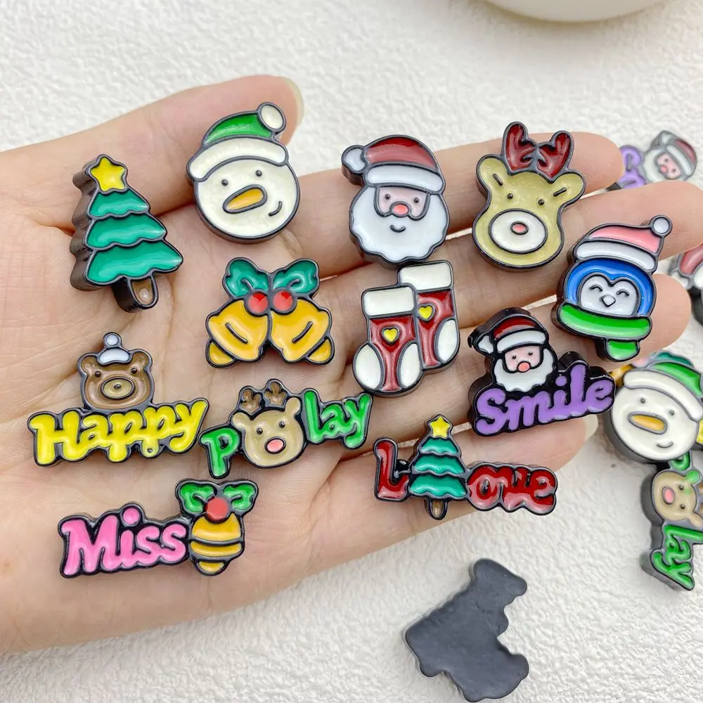 10Pcs New Cute Resin Cartoon Christmas Collection Series Flat Back Parts Embellishments For Hair Bows Accessories Free Shipping