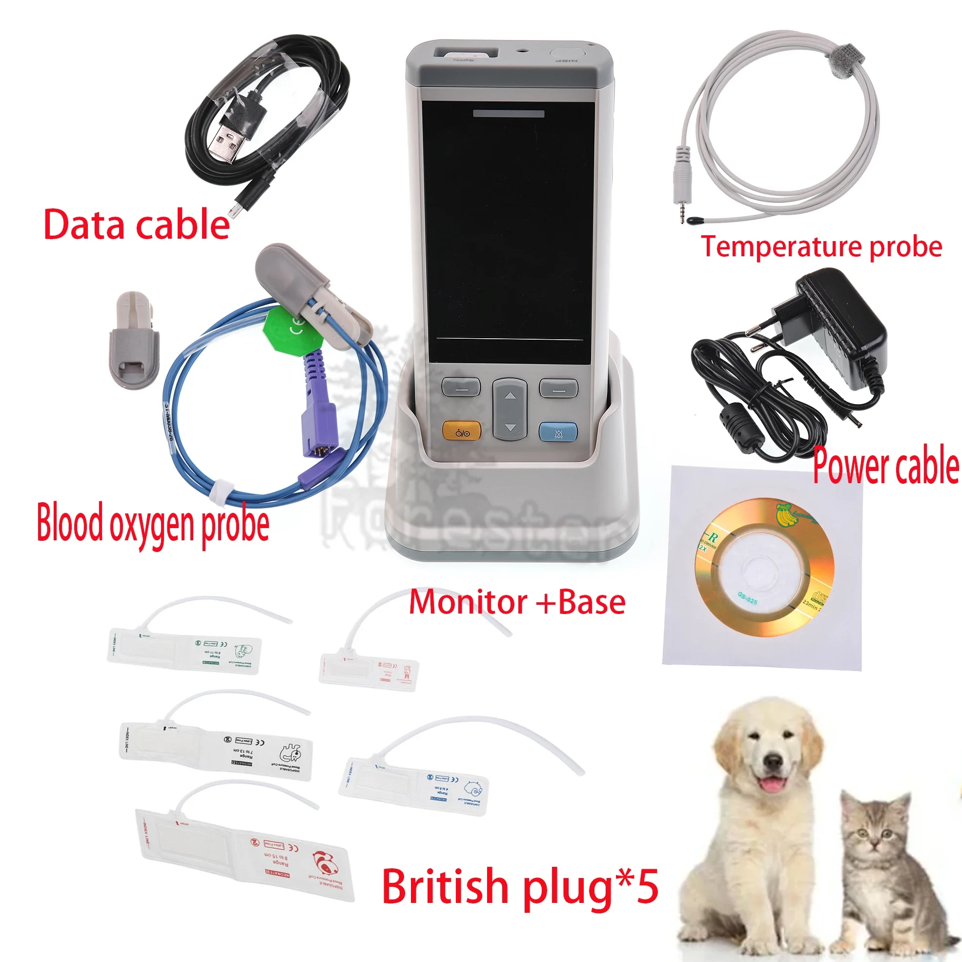 

Veterinary Portable Veterinary Monitor Multi-parameter Pulse Oximeter Handheld SPO2 NIBP TEMP Monitor Vet Veterinary Equipment