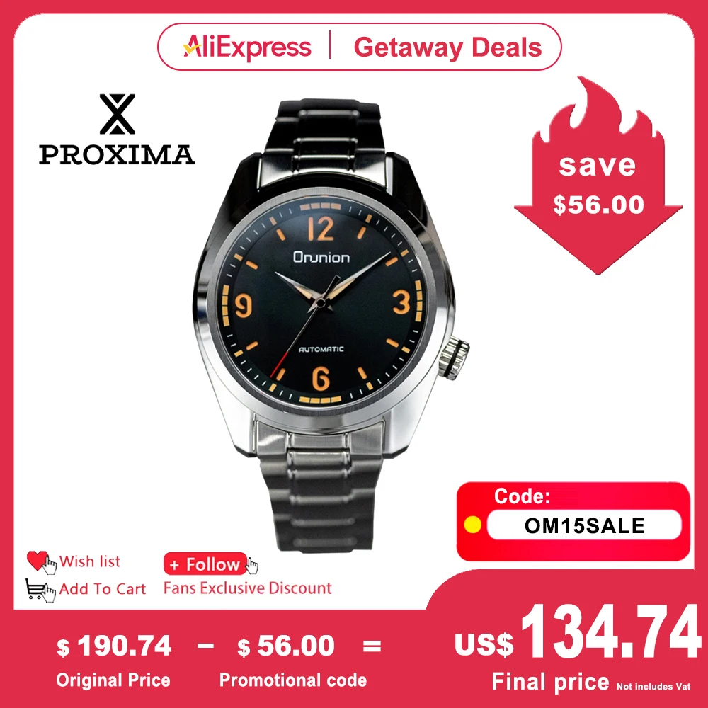 

Proxima OM15 Men's Automatic Mechanical Watches 42mm Classic Luxury Pilot Vintage Military Enthusiasts Dress C3 Luminous 20Bar