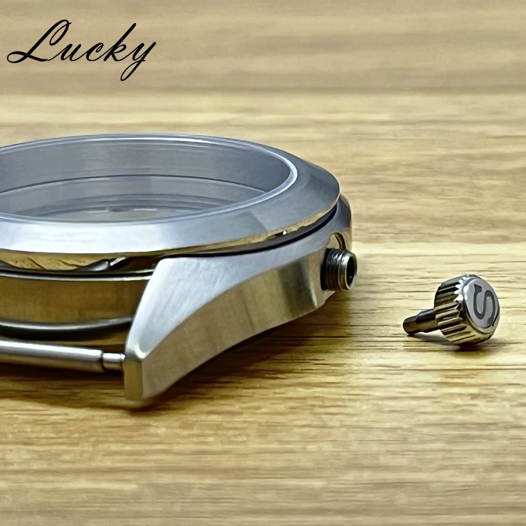 High Quality 38mm Sapphire Crystal Watch Case Fit NH34 NH35 NH36 Movement  S crown Silver 200m Waterproof Modified Accessories