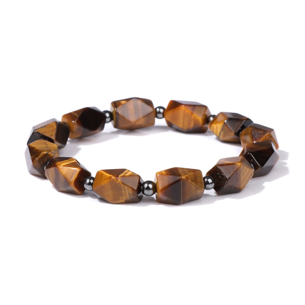 Genuine Natural Stone Tiger Eye Bracelets For Men Women High Quality Tibetan Buddha Cylinder Square Beads Bangles Prayer Jewelry