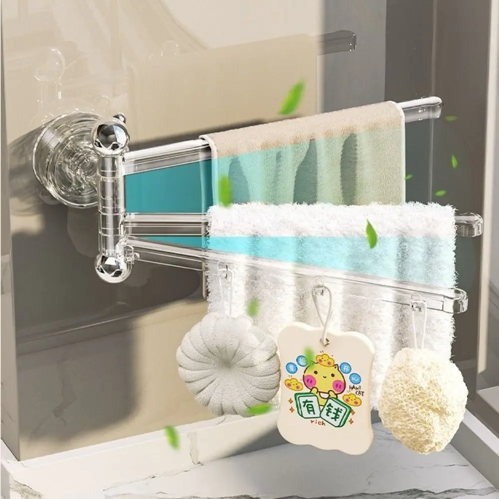 

180 ° Вращающаяся вешалка для полотенец на присоске, настенная многополюсная вешалка для полотенец для ванной комнаты, без дырокола, 3 вешалки для полотенец, вешалка для одежды