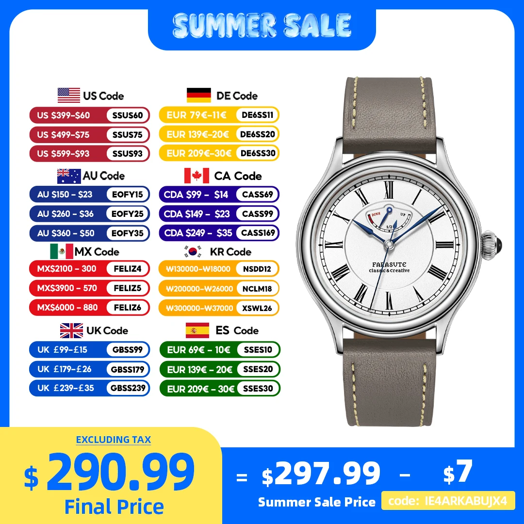

FARASUTE New Casual Manual Mechanical Watch For Men Small Second Hands Power Reserve Display 80 hours Sapphire Glass Wristwatch