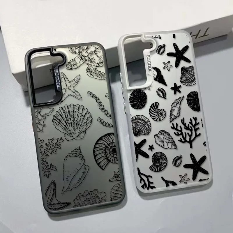 Designing Marine Animals Cover For Samsung Galaxy S26 S25 S24 S23 S22 S21 S20 FE Ultra Plus Colorful Silver Phone Case