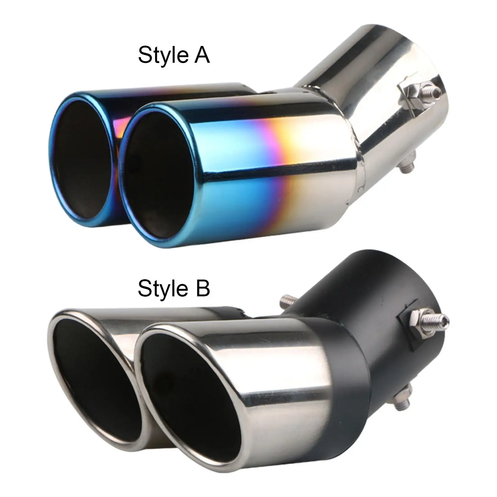 Car Dual Throat Muffler Exhaust Tail Pipe Compact Double Outlet Tail Pipe