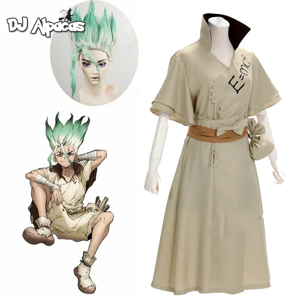 

Dr. Stone Anime Doctor Stone Senku Ishigami Cosplay Costume Adult Men Senku Uniform Outfit Wig Halloween Carnival Party Suit