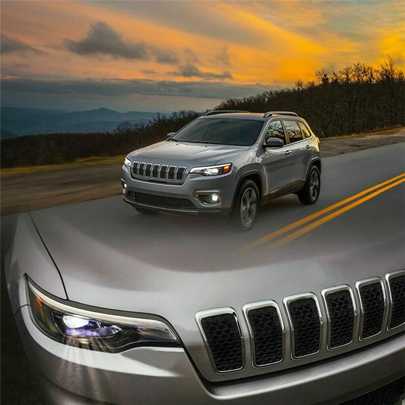 

Chrome Car Front Insert Mesh Grille Decoration Cover Front Radiator Inlet Grill Trim For Jeep Cherokee 2019 2020 2021