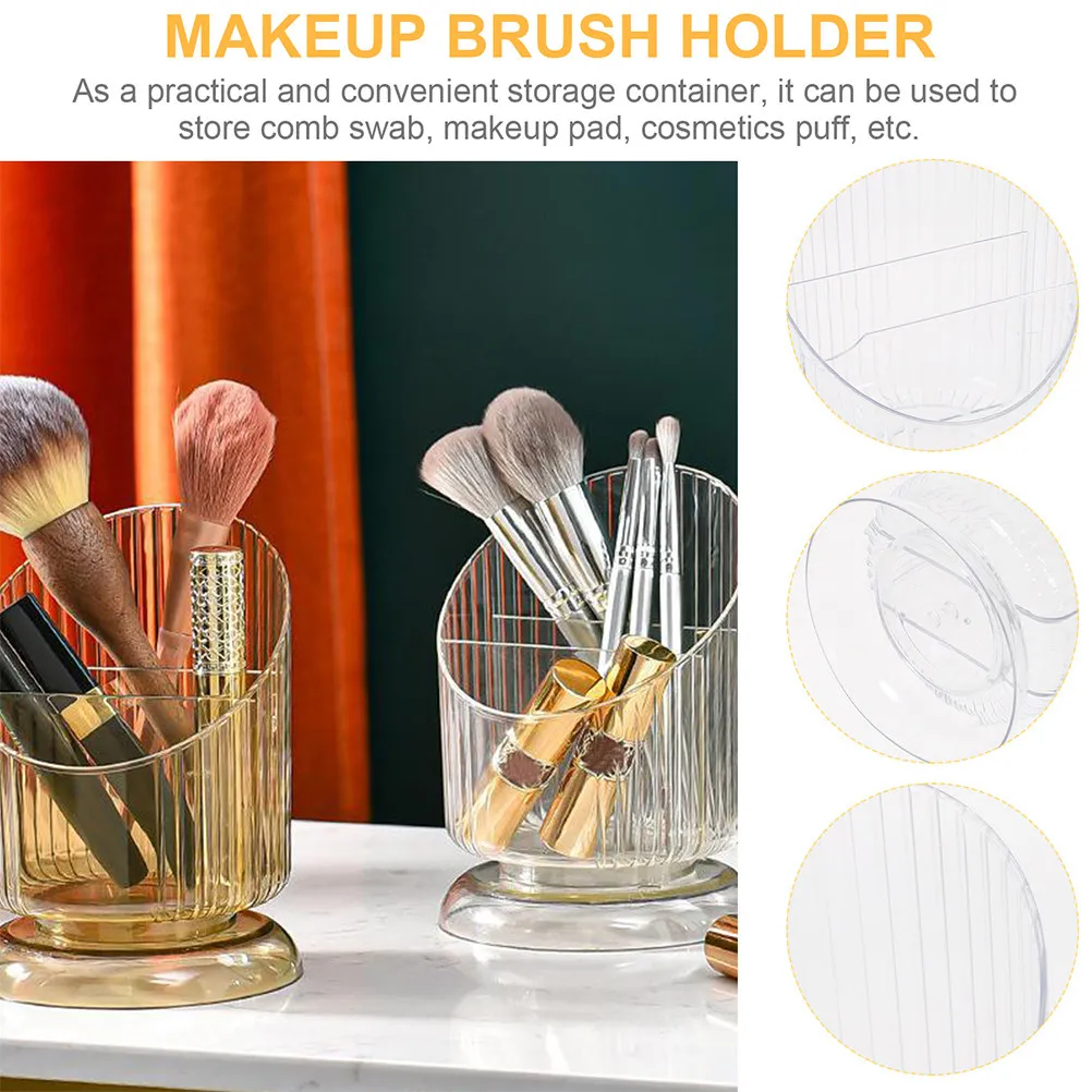 2Pcs Multifunctional Clear Makeup Brush Organizer Holder Desktop Pen Nail Art Tool Container Storage for Vanity Desk