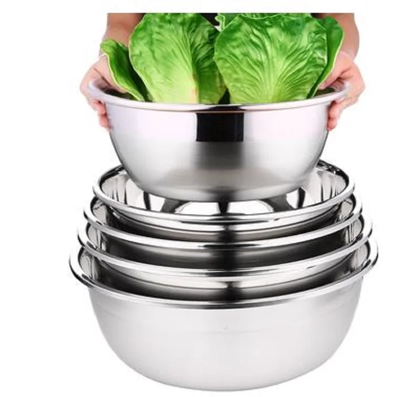 

Thickened Stainless Steel Mixing Non Slip Nesting Whisking Bowls Kitchen Tableware Mixing Bowls For Salad Cooking Baking BBQ