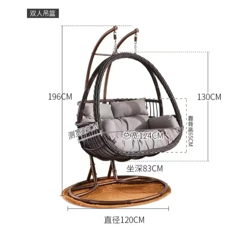 Modern Wholesale Egg Swing Chair Hanging Wicker Hammock for Home Patio Balcony Garden Porch Outdoor Relaxation Durable Metal PE