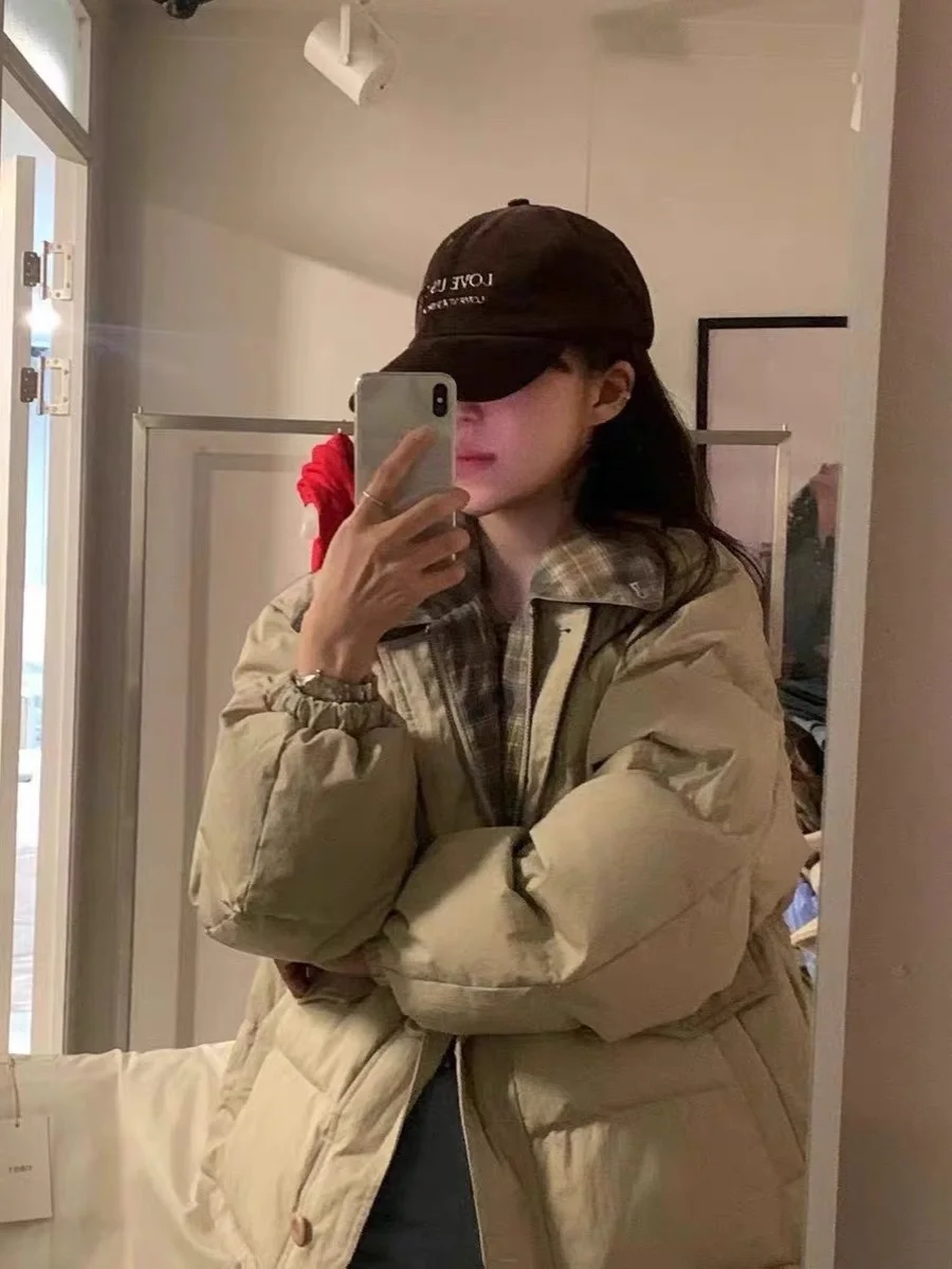 

Двусторонняя женская куртка-пуховик с клетчатым воротником из белого гусиного пуха, в ретро-стиле, для повседневной носки, утепленная, осенне-зимняя новинка