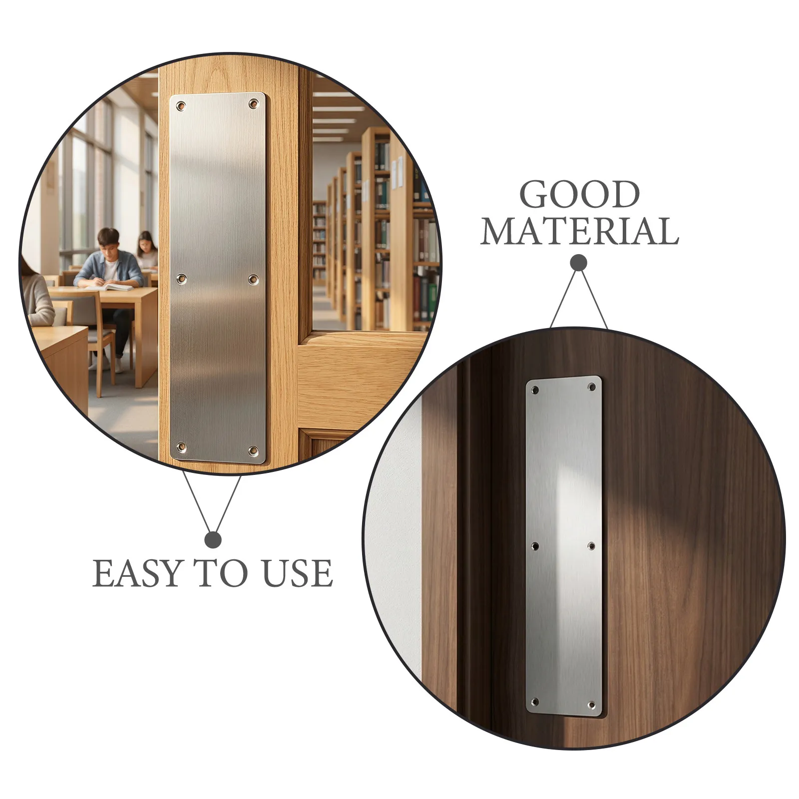 4Pcs Commercial Door Push Plate 304 Stainless Steel Brushed Metal Protector Fire Rated Entry Door Panel 304 Stainless Push Plate