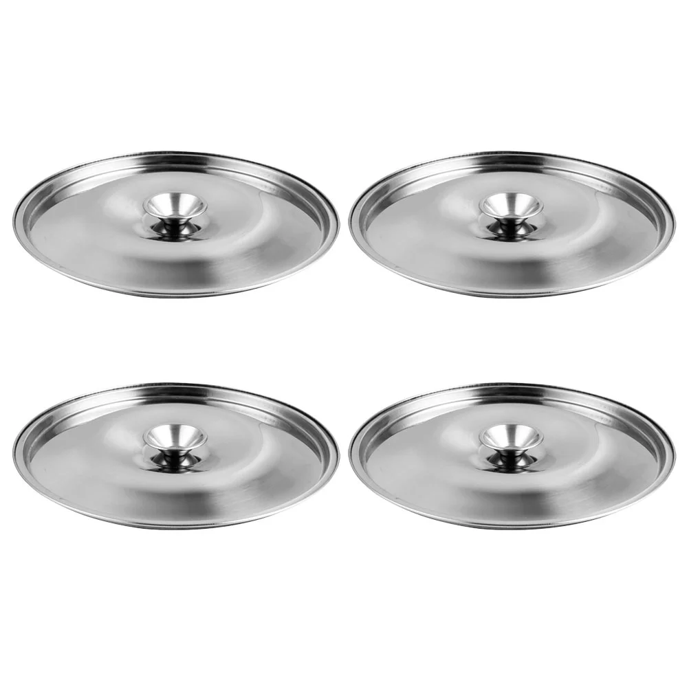 4 Pcs Stainless Steel Taste Cup Lid Useful Universal Oil Pot Lids Cover Good Helper Metal for Seasoning Cooker Pan