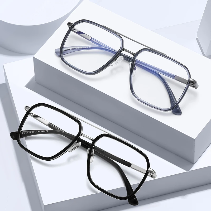 BEMORE Metal Prescription Glasses Men Pilot Photochromic Anti Blue Light Optical Multifocal Eyeglasses