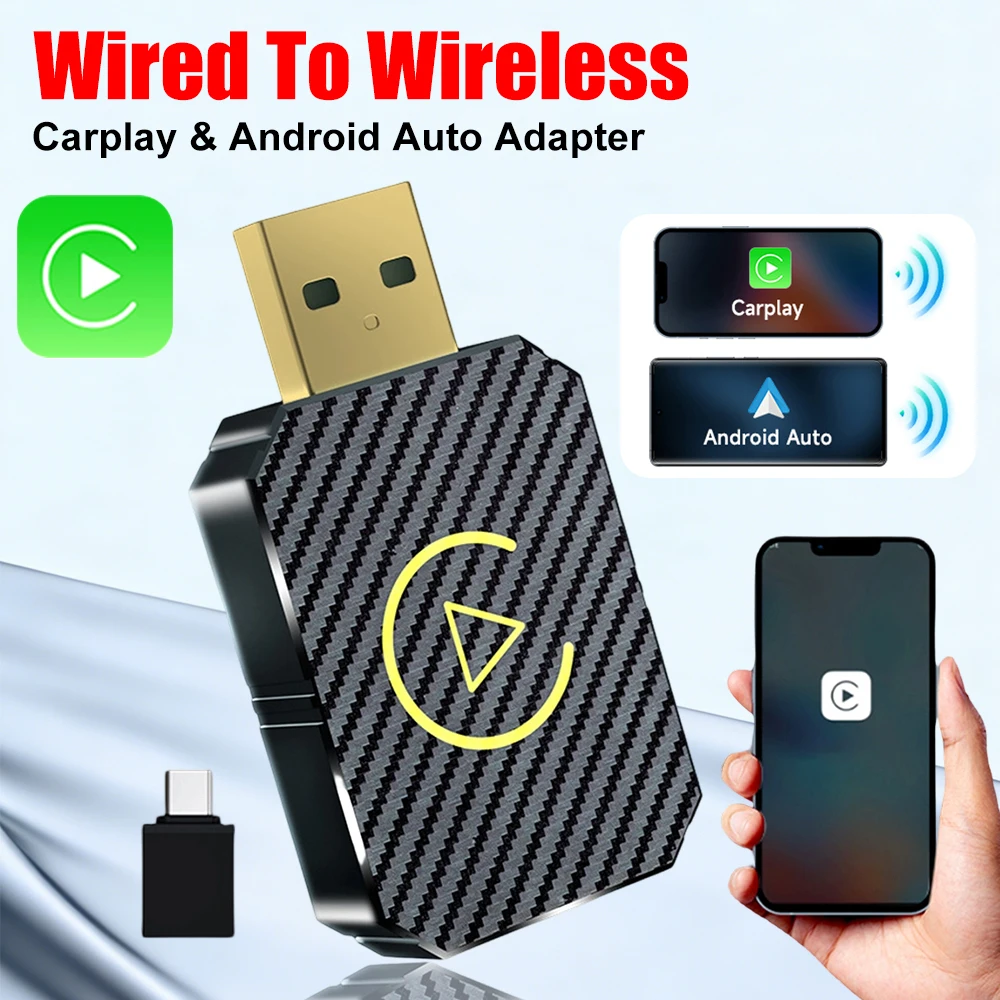 Wired To Wireless Carplay & Android Auto Adapter Auto Connect USB Plug and Play for Cars with OEM Wired CarPlay Android Auto