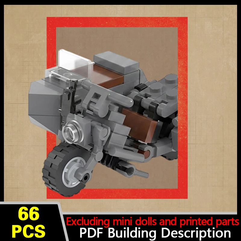 Motorcycle With Side Car Model MOC Building Bricks War Equipment Modular Technology Gifts Holiday Assemble Children Toys Suit