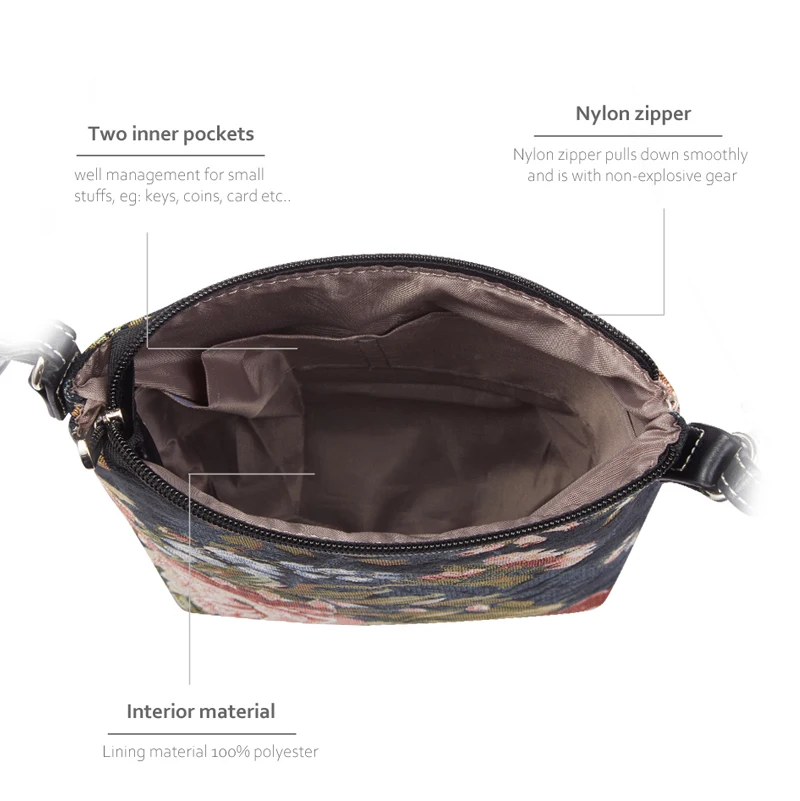 SAJA Vintage Shoulder bag Crossboby Female bag for Women Peony Flora Flower Leisure Travel bag Purse handbags Ladies Daily Pouch