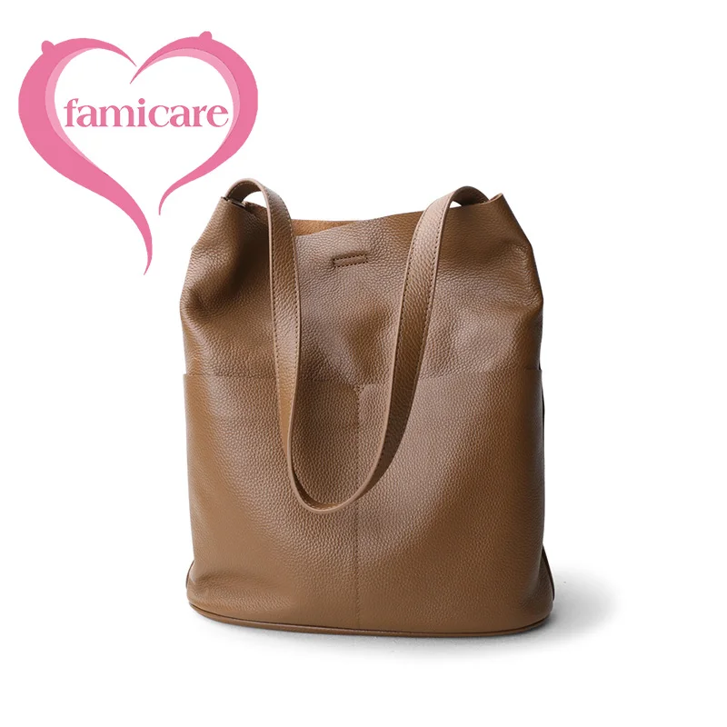 Sac à main seau en cuir véritable pour femmes, fourre-tout à la mode pour ordinateur portable, décontracté, épaule Simple, souple, sacoche pour filles