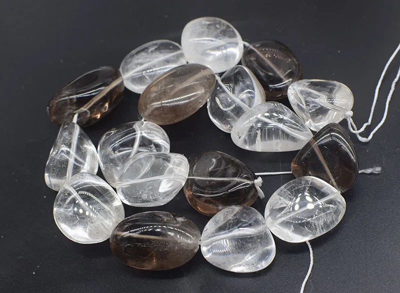 

Smoky Quartz white crystal baroque Nuggets 22-28mm wholesale for DIY jewelry necklace 38cm nature LOOSE BEADS big size