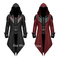 Assassin Cosplay Medieval Man Costume Streetwear Hooded Jackets Outwear Costume Edward Creed Halloween Dress Up Outfit Party
