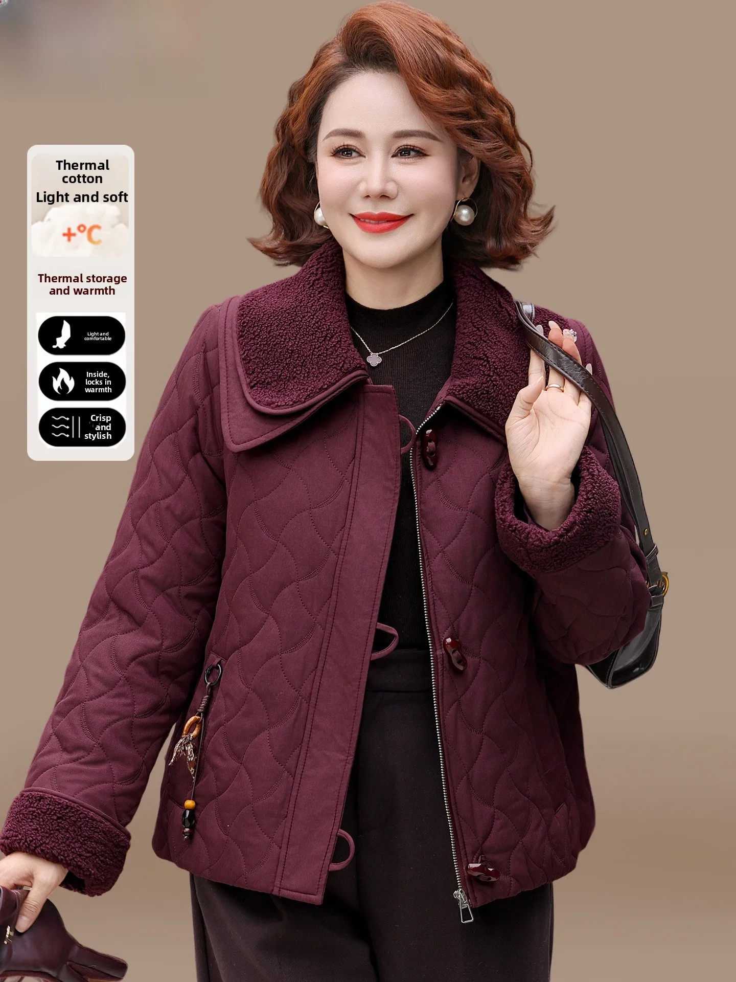 

Модная легкая хлопковая куртка для женщин среднего и старшего возраста, осенне-зимнее пальто