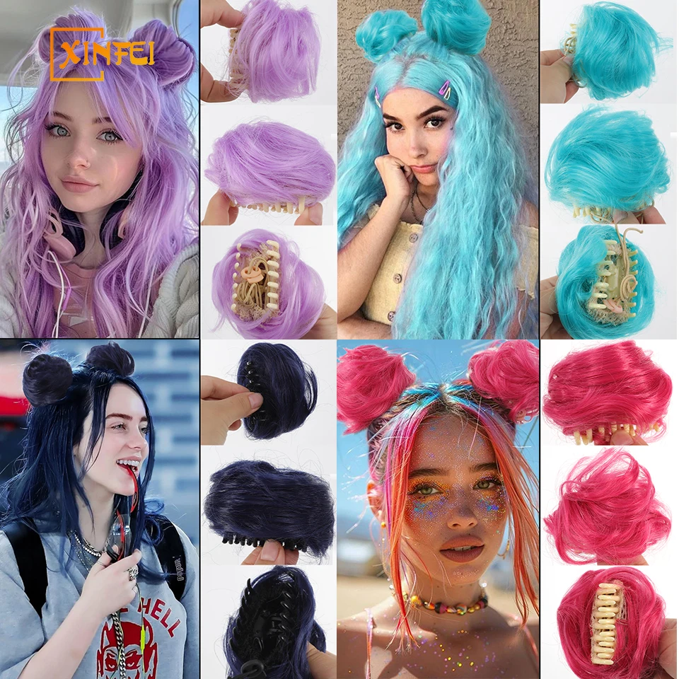 ミニ爪クリップ乱雑なおだんごヘアピース爪クリップおだんごヘアエクステンション女性女の子おだんごヘアピースアップヘアアクセサリー 1 個