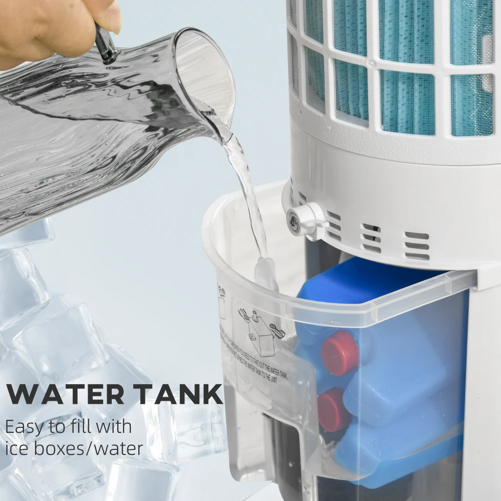 40 "مبرد الهواء التبخيري مروحة مكيف الهواء المحمولة المنزلية 3 سرعات 8H الموقت مع جهاز التحكم عن بعد 3 في 1 مروحة تبريد الثلج