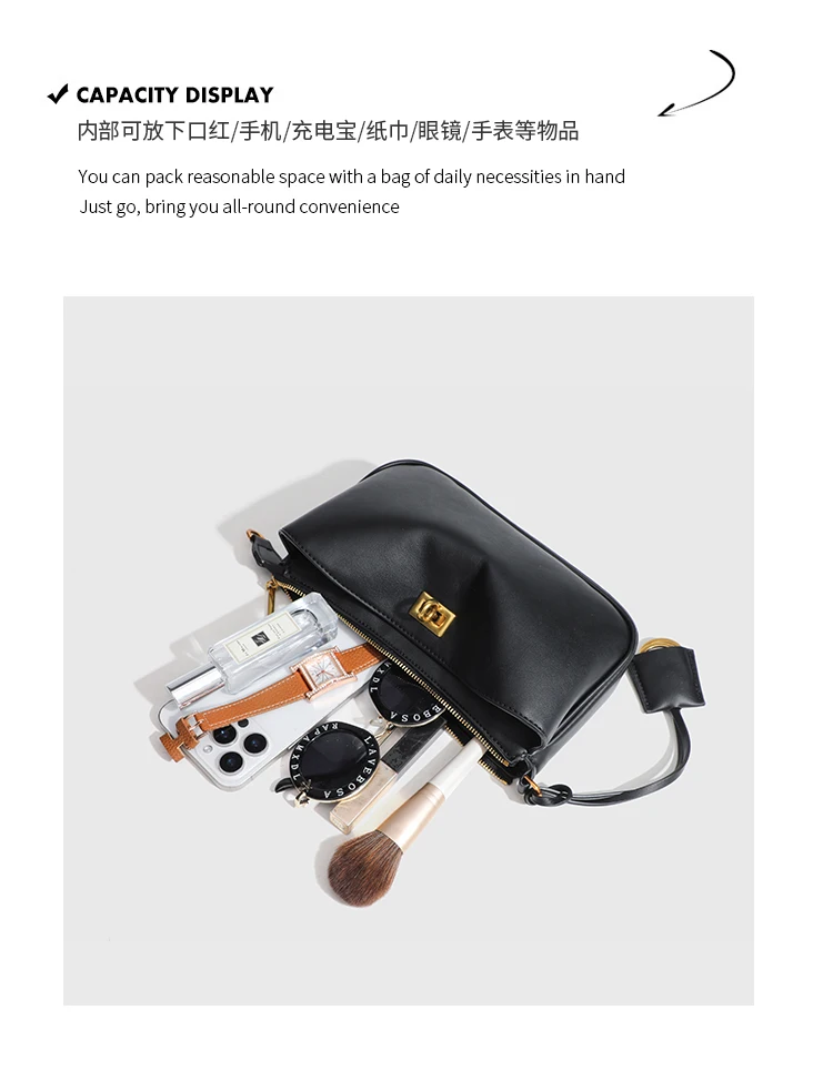 Luxuriöse Damen-Schultertasche aus Spaltleder - Klassische Paris Tote-Handtasche, Einfache Umhängetasche mit Metallschnalle – Detail 4