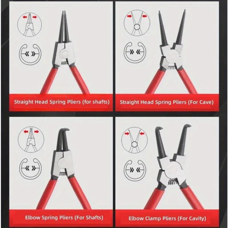 1Pc/1set Internal External Circlip Pliers Straight Bent Tip 7 Inch Retaining Ring Remover Retaining Wire Circlip Pliers