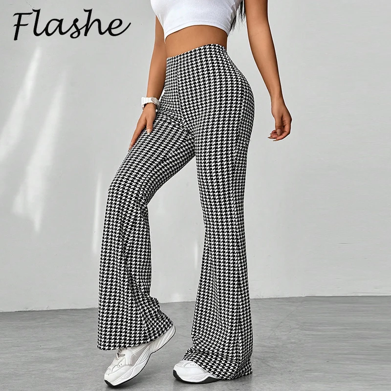 2025 New High Waisted Women's Striped Color Blocked Slim Fit Micro Flared Pants Personalized  Versatile Trousers Women Autumn