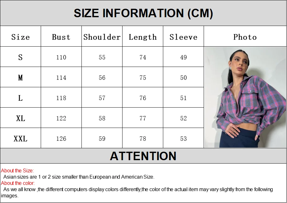 Vintage Karierte Bluse Damen Frühling Sommer Koreanischer Stil mit Taschen Langarm Revers-Hemd Mode Streetwear Y2K Kleidung 2026 Übergroße Oberteile – Detail 1