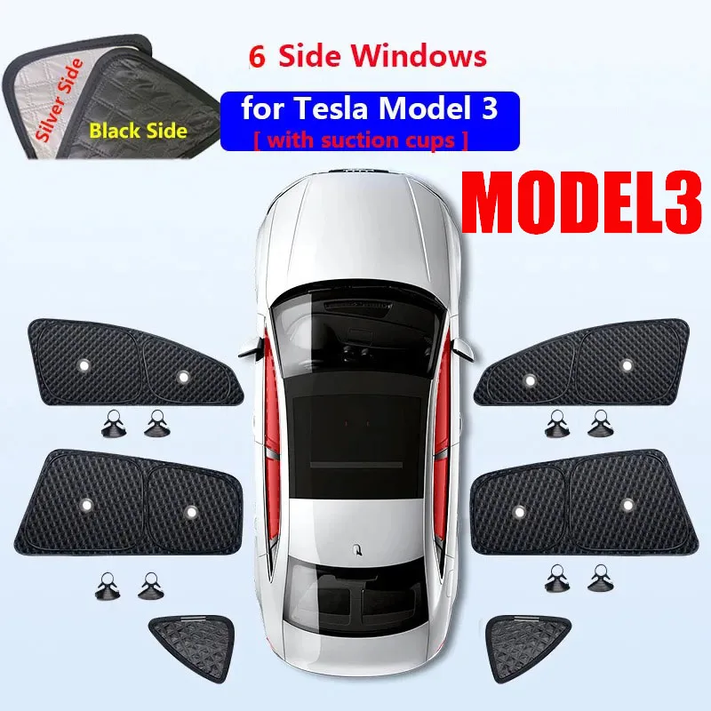 für Tesla Modell 3 Y S X 2025-2020 2026, Upgrade, Sichtschutz, Seitenfenster, Sonnenschutz, vorne und hinten, Windschutzscheibe, Blindschattierung, Outdoor, Camping