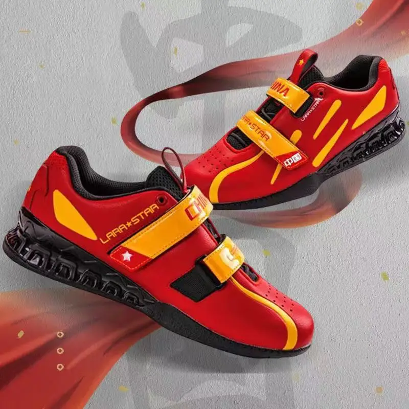 

Professional Weightlifting Shoes Unisex Leather Deep Squat Shoes Couple Designer Gym Shoes Men Women Red Indoor Sneakers