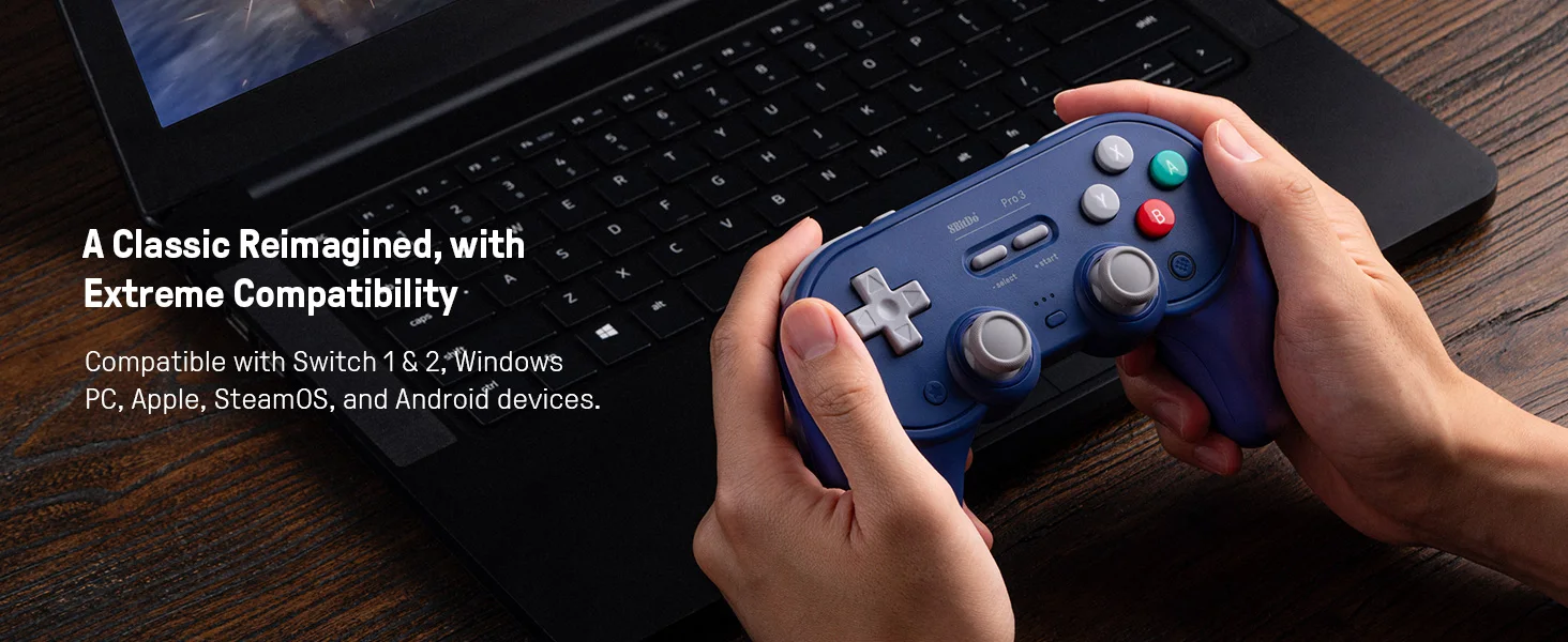 8BitDo Pro 3 Wireless Gamepad, Bluetooth-Gamecontroller mit TMR-Joysticks für NS Nintendo Switch 2, PC Windows, ANDROID, iOS – Detail 8