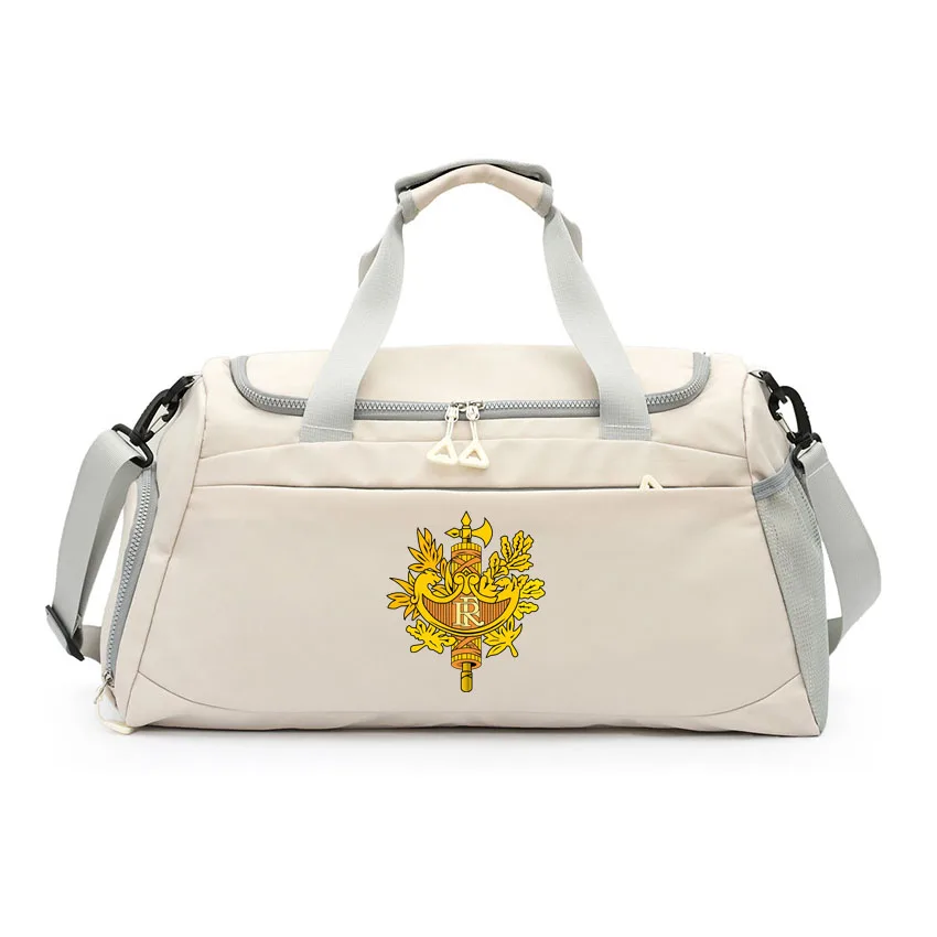 

French Emblem Printed Large Capacity Duffle Bags with Shoe Compartment Sports Fitness Basketball Bags for Women Men Yoga Bag