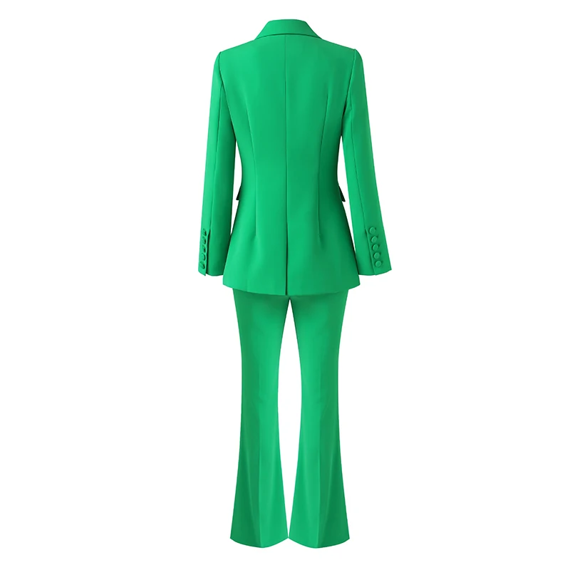 Plain Candy Color Women Green 2 Piece Matching Pants Set High Street Design Fashional Loose Style