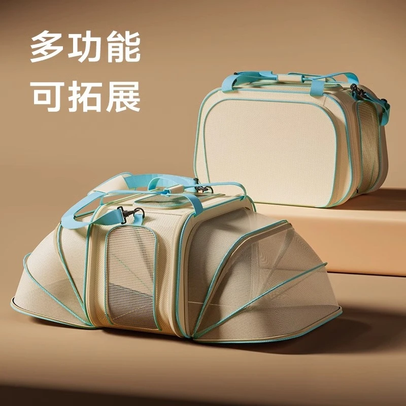 Go out portable cat backpack small dog puppy large capacity portable messenger anti-stress pet trolley case