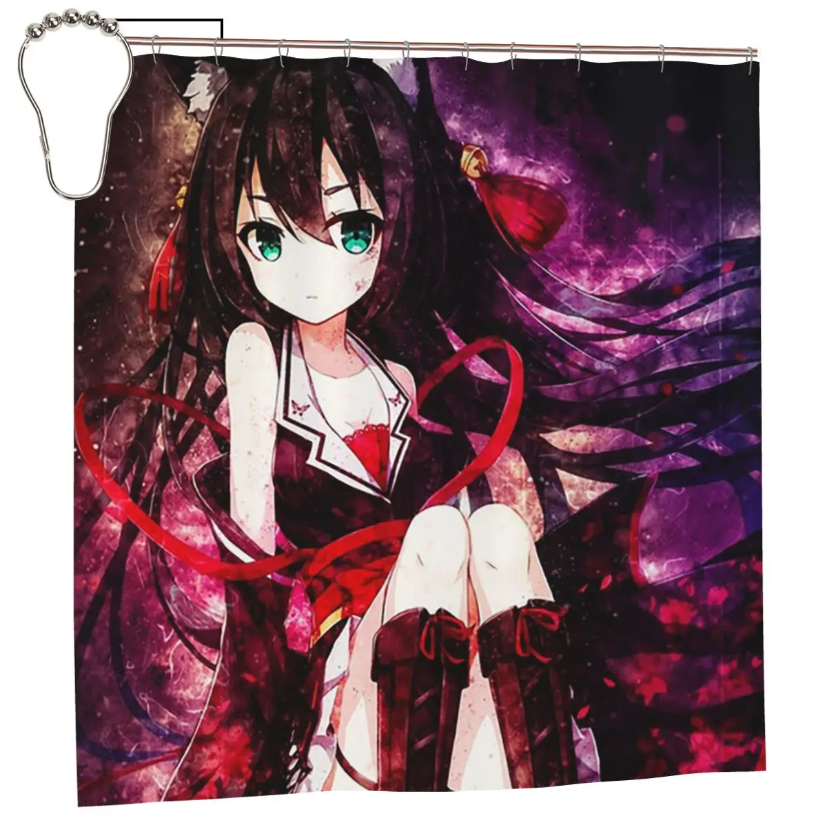 Fiery Determination Of Akame Akame Ga Kill Anime Warrior Spirit Shower Curtain Bathroom Waterproof Bath Curtains with Hooks