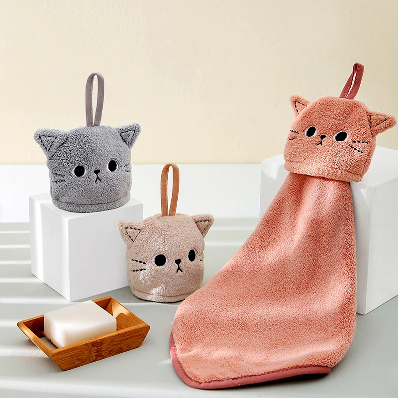 Cat Hand Towel For Child Super Absorbent Microfiber Kitchen Towel High-efficiency Tableware Cleaning Towel Bothroom Tools