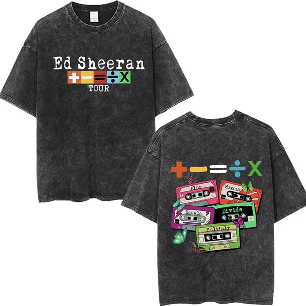 Washed Vintage Ed Sheeran Mathematics Graphic T-Shirt Summer Men Women Casual Oversized Tshirt Men's Fashion Pop Music T-shirts