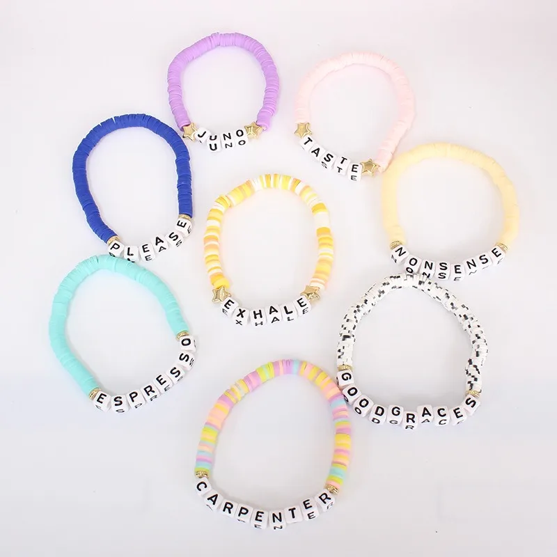 8pcs Carpenter Bracelet Charms Customize The Concert Merchandise Polymer Clay Bead Light Sabrina Friendship Bracelets