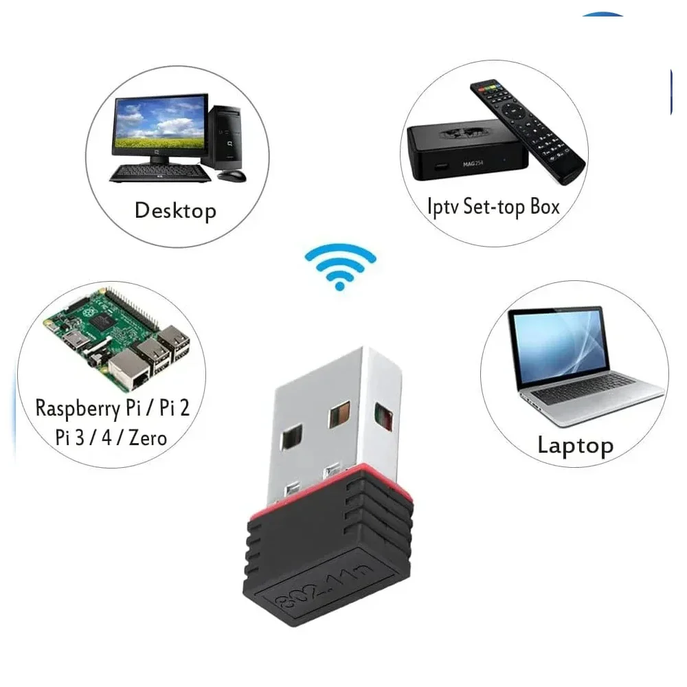 RTL8188 150Mbps Mini USB WiFi Adapter for Raspberry Pi,Wireless Network Card Adapter WiFi Dongle for Desktop Laptop PC Windows
