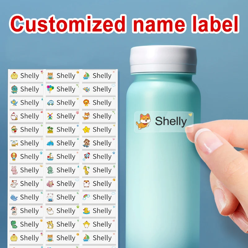 Customizable Transparent Name Stickers Waterproof - School Labels, Multilingual Kids Crafts, Sports Bottle Identification Tags
