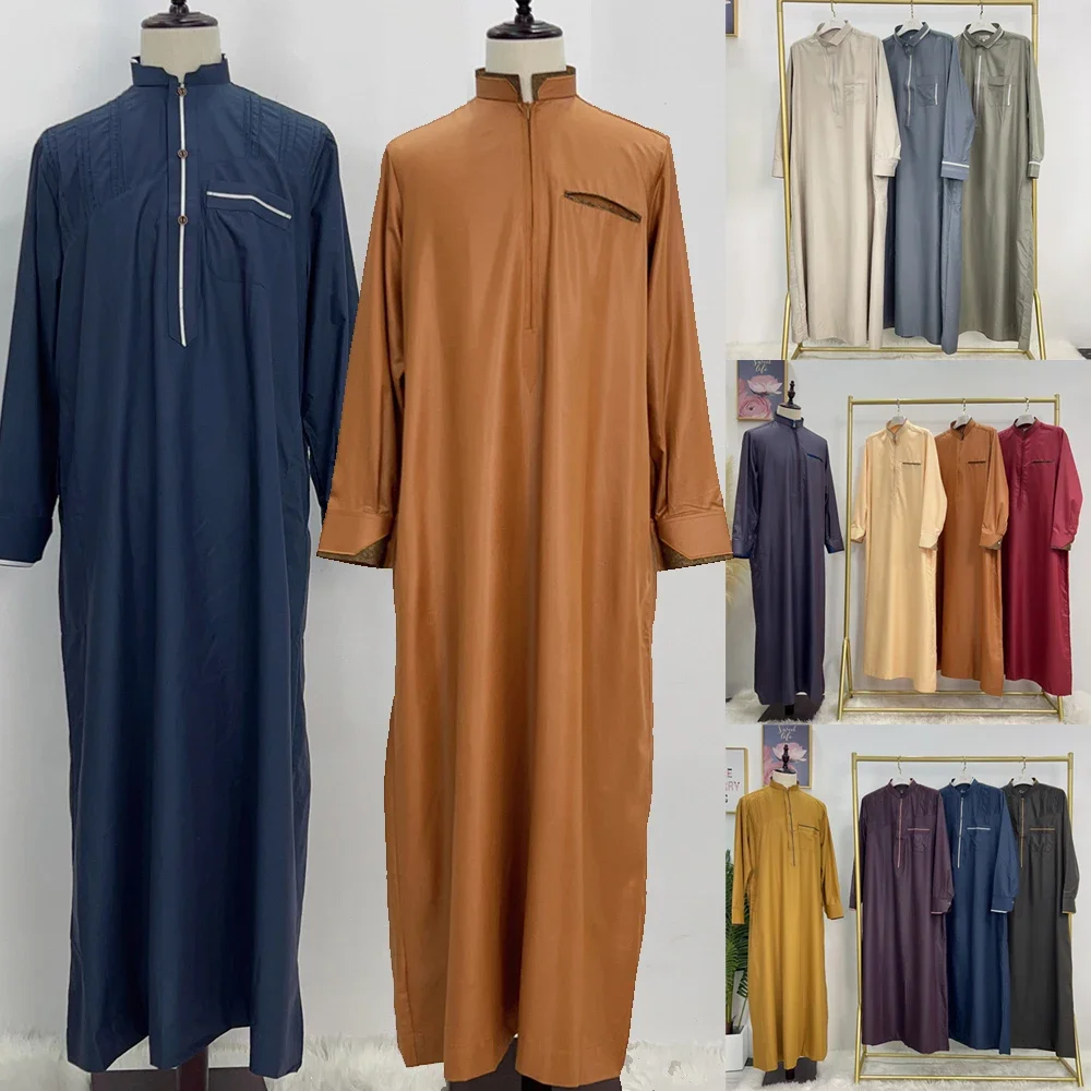 Eid Ramadan męska szata Jubba Thobe płaszcz muzułmański Kaftan islam Abaya saudyjskoarabski Thoub Djellaba Daffah Dishdasha odzież sukienka