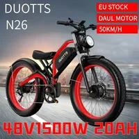 DUOTTS N26 E Bike 1500W Dual Motor 48V20AH Battery Snow Electric Bicycle Hydraulic shock 26*4.0 Fat Tire Electric Bike