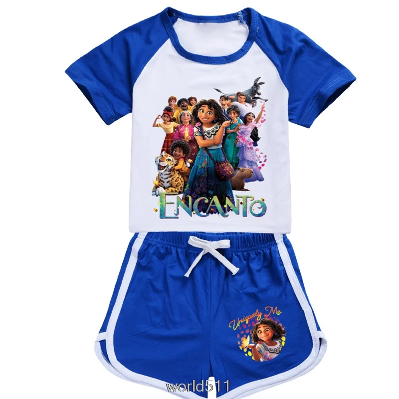 Encanto 3D desenhos animados roupas infantis, novo filme t-shirt e shorts para o bebê, terno esportivo, 2-15 anos de idade