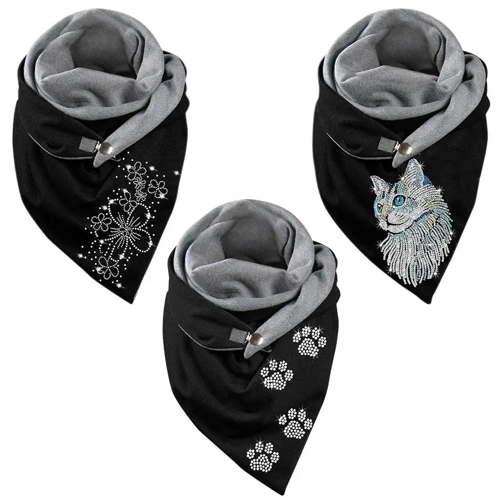 Women\'s  Vintage Style Lightweight Soft  Head Wrap Shawl Printing Fashion  Triangle Neckerchief Scarf for Winter, Girl