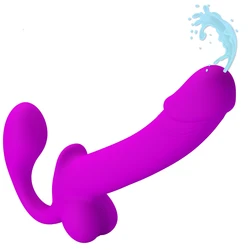 New Silicone Strapless Strap-On Ejaculating Dildo Strapon Double Realistic Penis Spraying Dick Adult Sex Toys for Women Lesbian