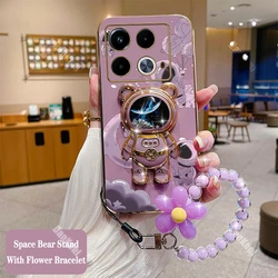 Note40 Lucky Astronaut Holder Bracelet Plating Phone Case For Infinix Note 40Pro 30 30Pro 30i 12 12Pro 11S 10Pro Hot 30 20 Cover